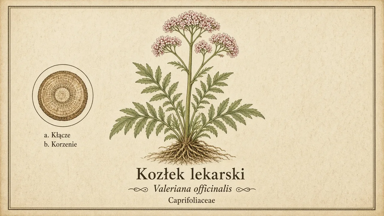 Ilustracja zielnikowa: Kozłek lekarski (Valeriana officinalis)