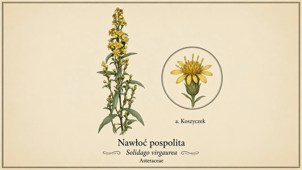 Ilustracja zielnikowa: Nawłoć pospolita (Solidago virgaurea)