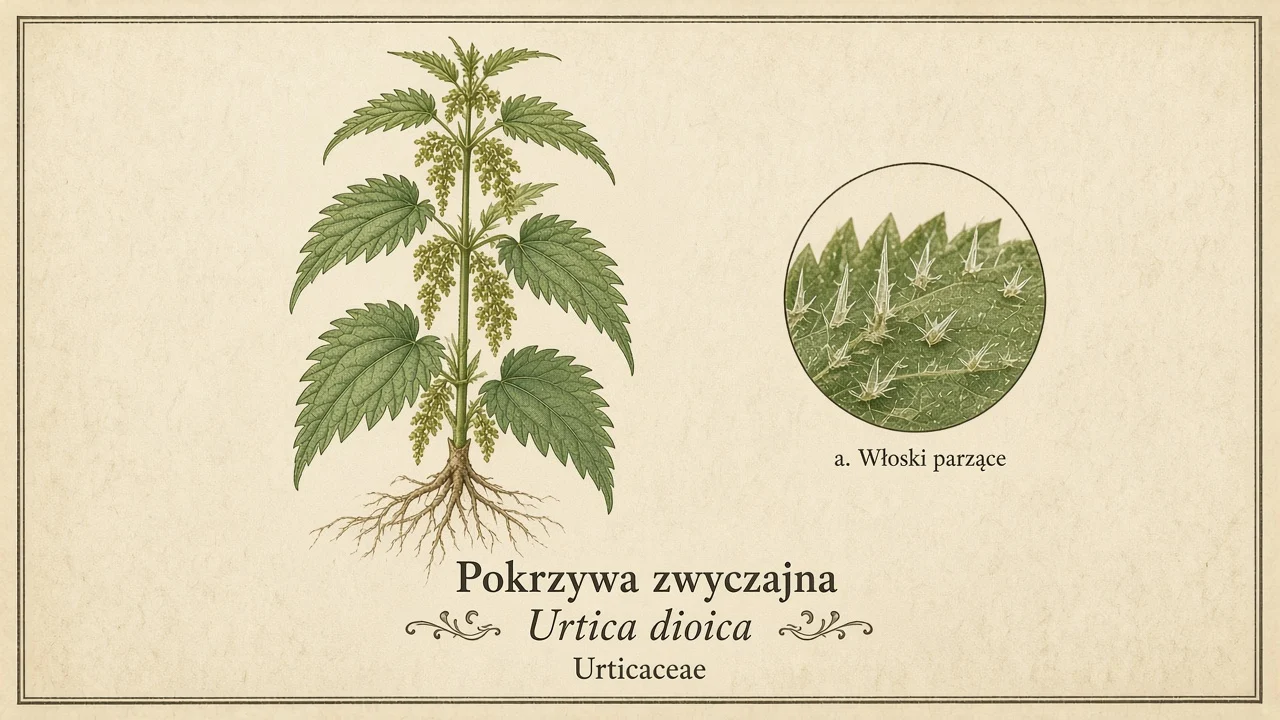 Ilustracja zielnikowa: Pokrzywa zwyczajna (Urtica dioica)