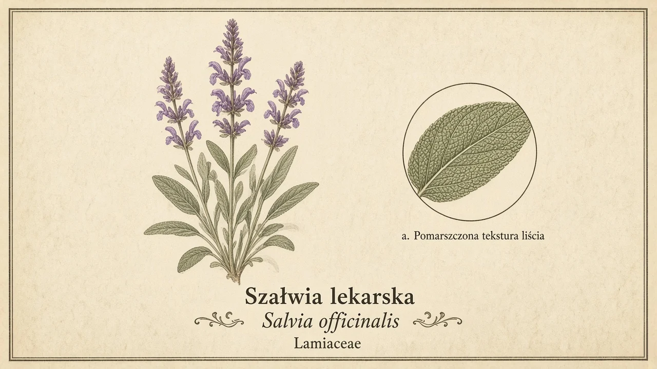 Ilustracja zielnikowa: Szałwia lekarska (Salvia officinalis)